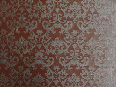 Silk Brocade Fabric Orange x Gold Color 44" wide Bro265[3]