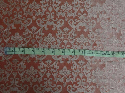 Silk Brocade Fabric Orange x Gold Color 44" wide Bro265[3]