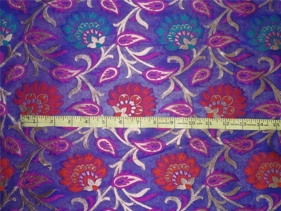 Silk Brocade Fabric Purple, Metallic Gold x Multi Color 44" wide BRO267[1]