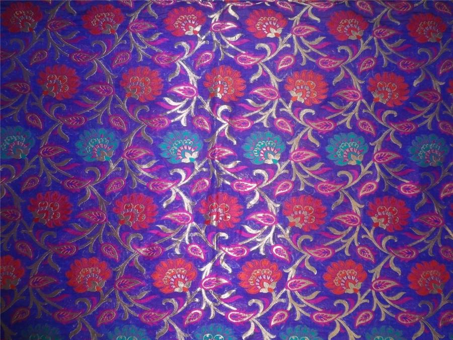 Silk Brocade Fabric Purple, Metallic Gold x Multi Color 44" wide BRO267[1]