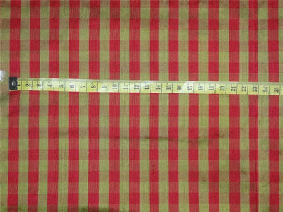 100% SILK DUPIONI FABRIC RED X GREEN COLOR PLAIDS 44" wide DUPC78[1]