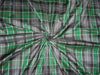 SILK DUPIONI GREEN X MULTI COLOR PLAIDS  FABRIC WIDTH 54&quot;