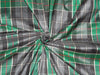 SILK DUPIONI GREEN X MULTI COLOR PLAIDS  FABRIC WIDTH 54&quot;