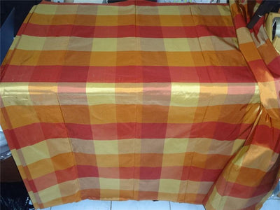 Multi Color 3.5&quot; X 3.5&quot; Dupioni Plaids - Drapery Fabric