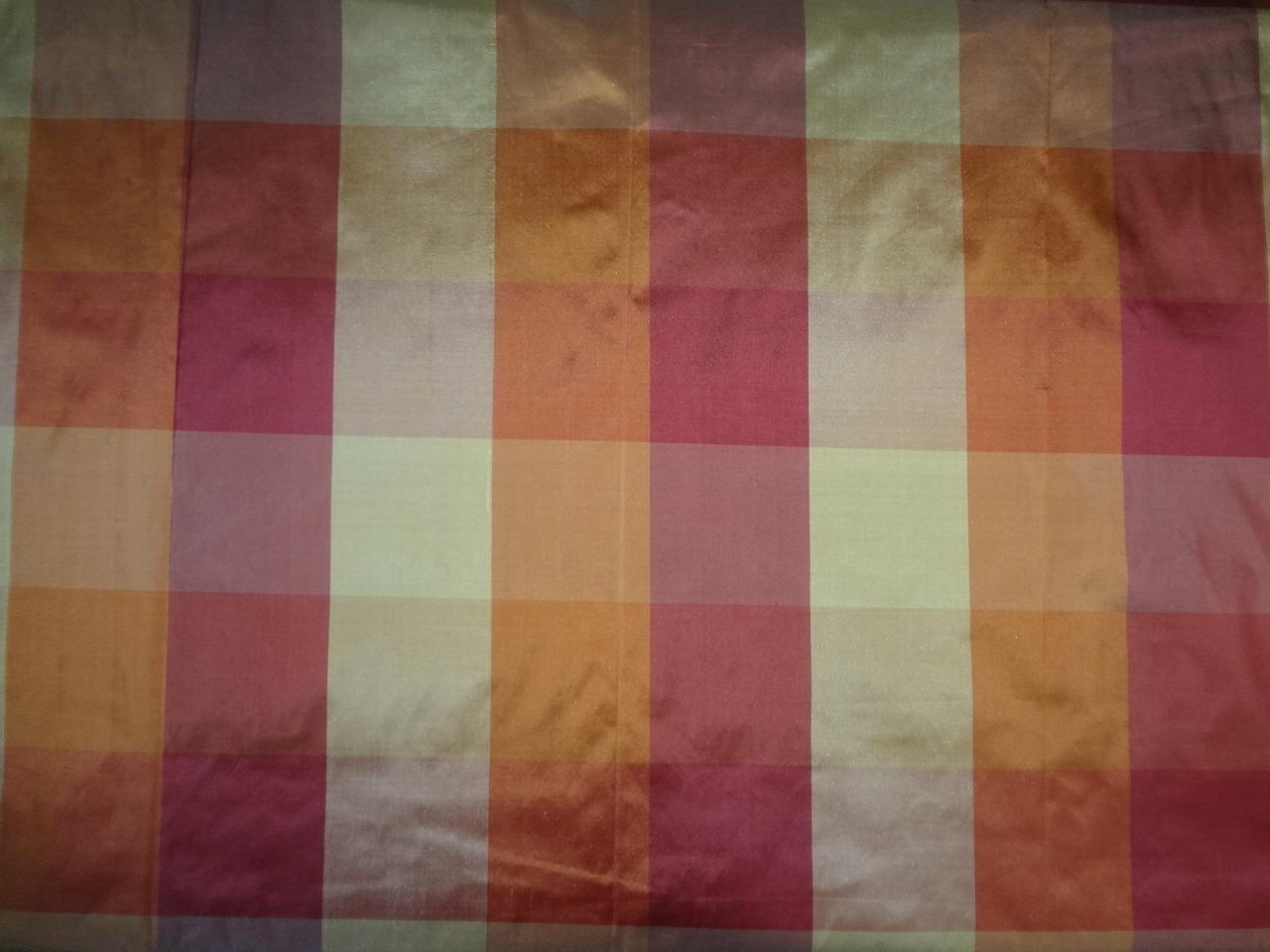 Multi Color 3.5&quot; X 3.5&quot; Dupioni Plaids - Drapery Fabric