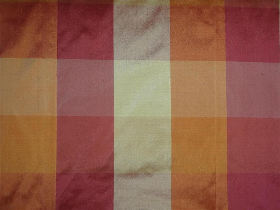 Multi Color 3.5&quot; X 3.5&quot; Dupioni Plaids - Drapery Fabric