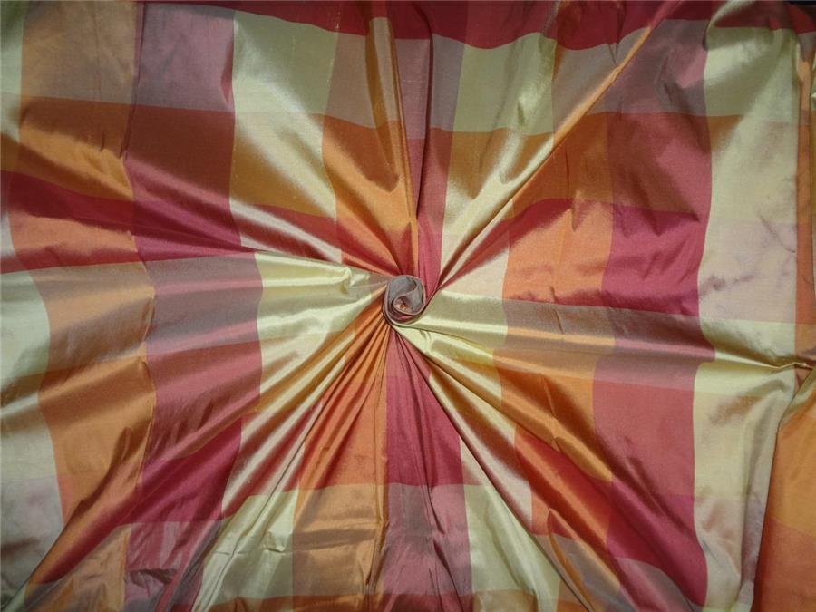 Multi Color 3.5&quot; X 3.5&quot; Dupioni Plaids - Drapery Fabric