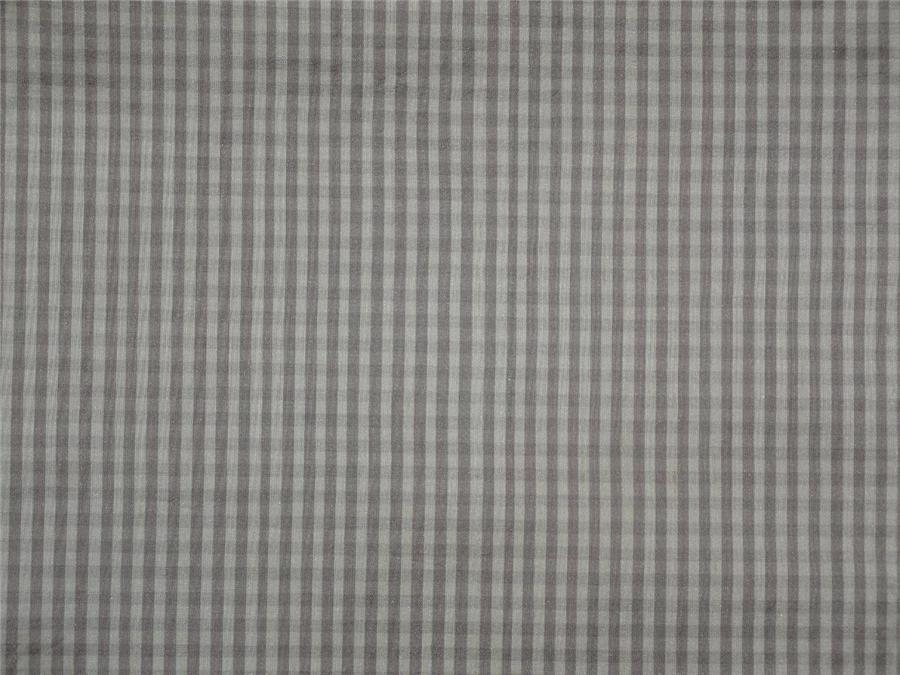 SILK DUPIONI FABRIC 54&quot;LIGHT LILAC X CREAM SMALL PLAIDS