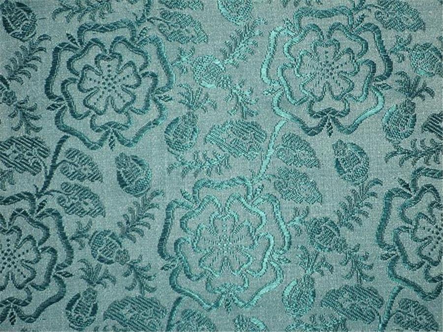 SILK BROCADE FABRIC POWDER Blue and Green 44" wide BRO150[2]