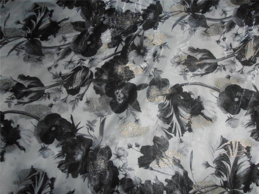 Polyester Georgette 44&quot; Wide ~ Blueish Grey Color Printed