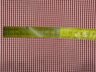 100% Pure Silk Dupioni Fabric Blood Red and Ivory tiny plaids 54" wide DUPC89