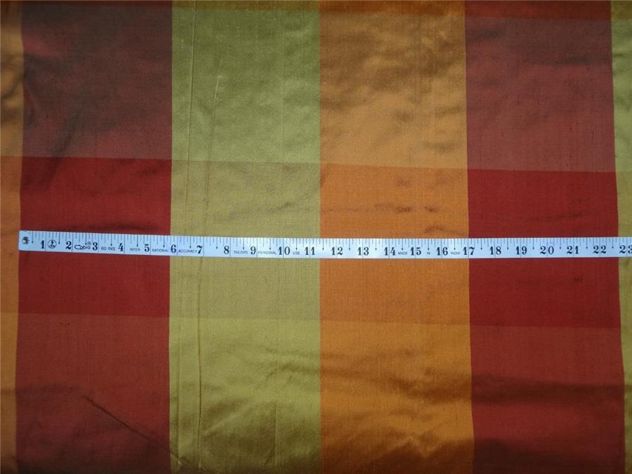 Silk Dupioni Fabric 54&quot; Orange,Red,Yellow Plaids