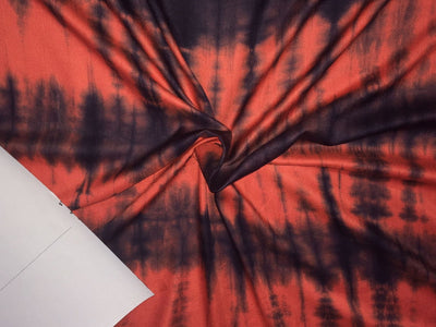 Tencel Dobby Tie Dye Black X Reddish Orange [marble] color Print ~ 58&quot; wide