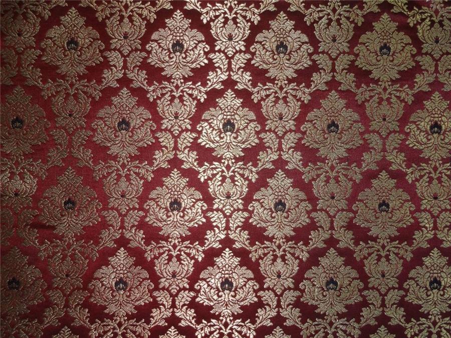 Silk Brocade Fabric Indian Red x Metallic Gold COLOR 44" WIDE BRO529[4]