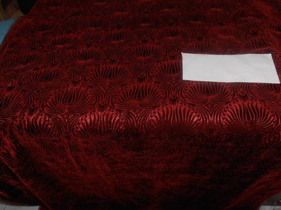 Deep Wine Devore Embossed Viscose Micro Velvet fabric ~ 44" wide [7492]