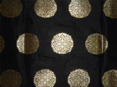 Silk Brocade Fabric Black x Metallic Gold COLOR 44" WIDE BRO530[3]