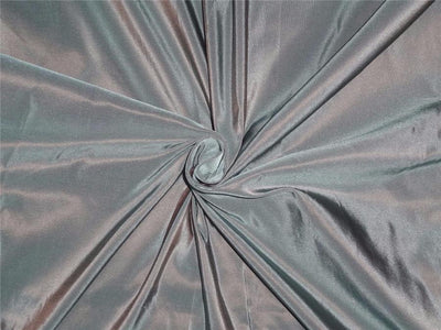 100% Pure Silk Taffeta Fabric Dusty Blue x Brown 60&quot; available for wholesale preorder only TAF279[3]