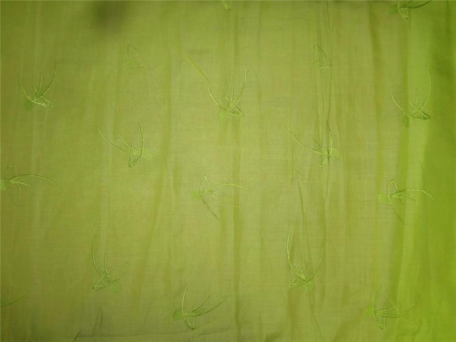Linen Fabric Embroidered Neon Green 54" wide