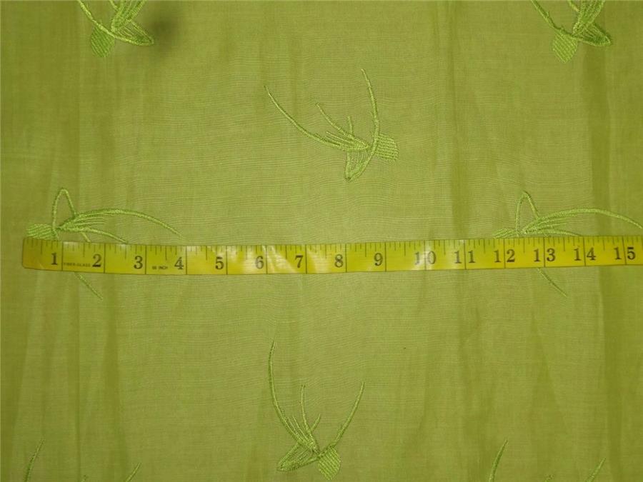 Linen Fabric Embroidered Neon Green 54" wide