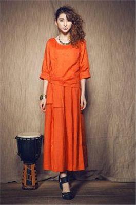 Orange Color Linen Fabric 58&quot;