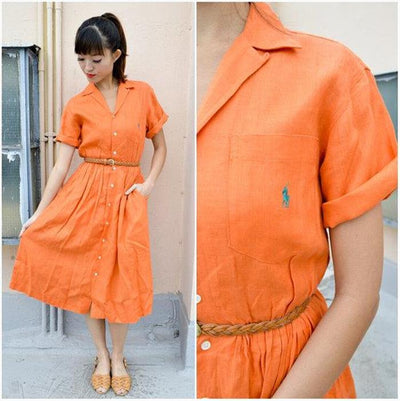 Orange Color Linen Fabric 58&quot;