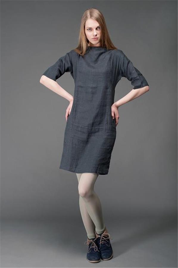 Heavy Linen Dark Grey Color Fabric 58&quot; Cut Length of 2.10 yards