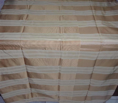 100% Pure Silk Taffeta Fabric Cream x Gold Satin colour Stripes 54&quot; wide TAF#S139[14]