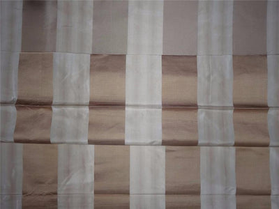 100% Pure Silk Taffeta Fabric Cream x Gold Satin color Stripes 54" wide TAF#S139[14]
