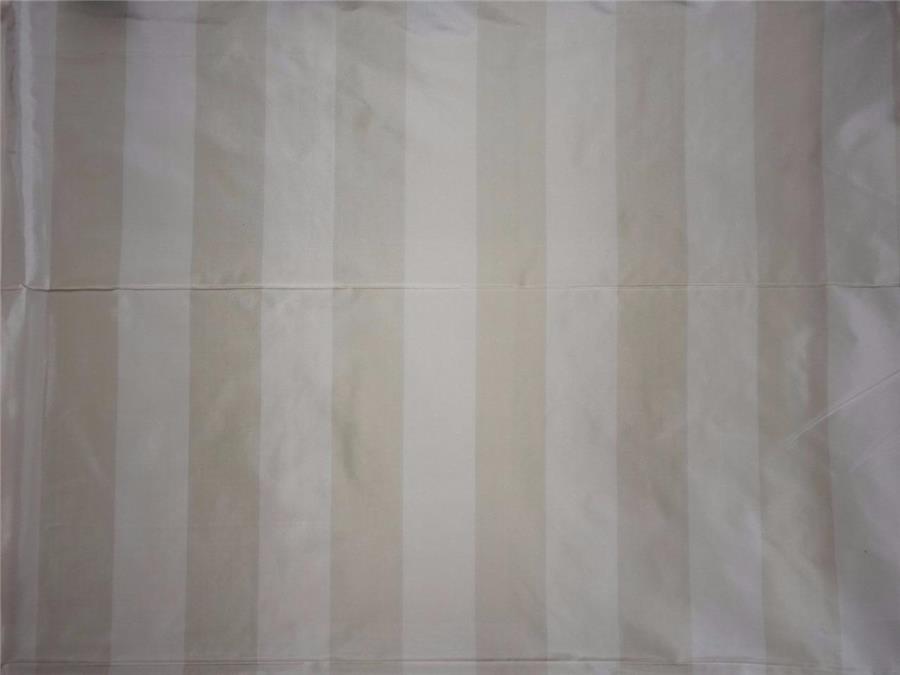 100% Pure Silk Taffeta Fabric Cream x Champagne colour Stripes 54" wide TAFS139[1]