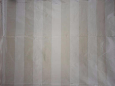100% Pure Silk Taffeta Fabric Cream x Champagne colour Stripes 54" wide TAFS139[1]