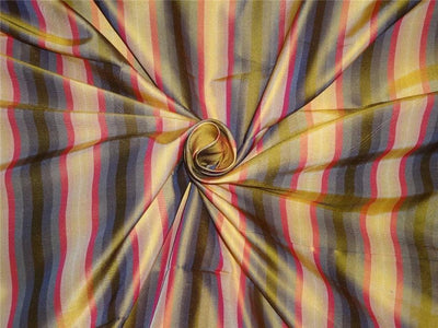 100%Pure Silk Taffeta Fabric Gold,Pink x Blue Color