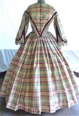 100%Pure Silk Taffeta Plaid Fabric Green Red x Cream TAF#C53[2]