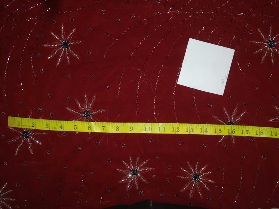 Embroidered Viscose Georgette Maroon x Beads Silver,Black,Blue Color