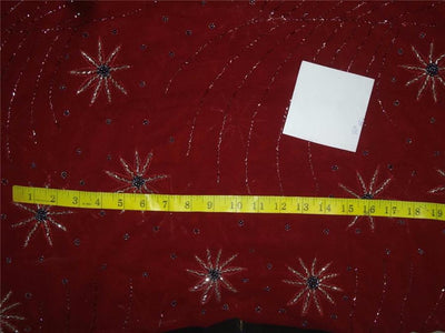 Embroidered Viscose Georgette Maroon x Beads Silver,Black,Blue Color