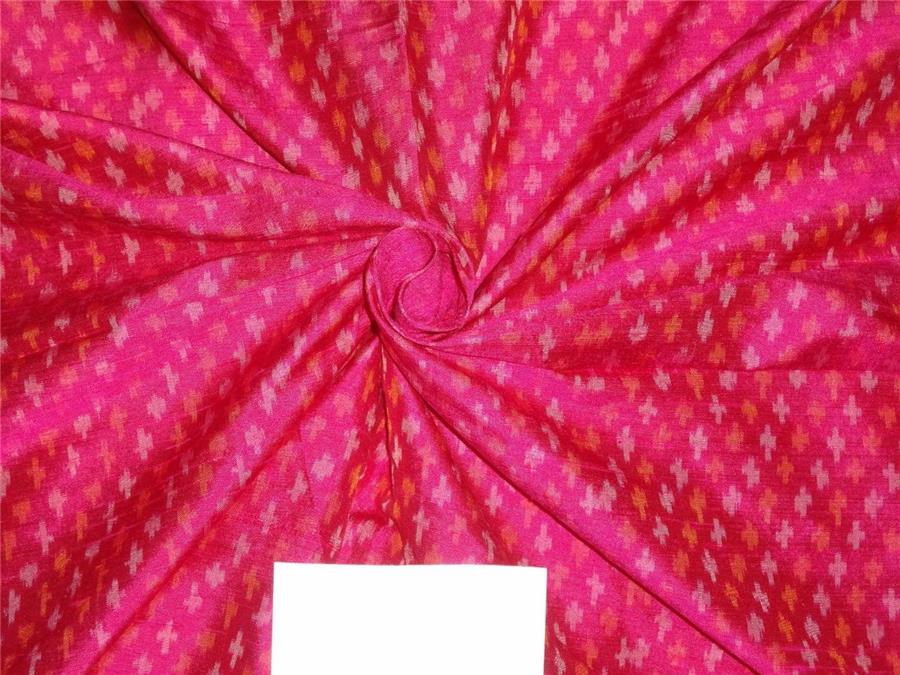 100% pure silk dupion ikat fabric in pink colour 44&quot; wide1.50 yards single cut length