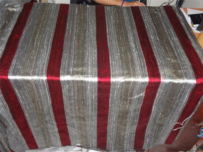 100% silk dupion stripe 44&quot; vertical stripe wine/silver and gold DUPS16[2]