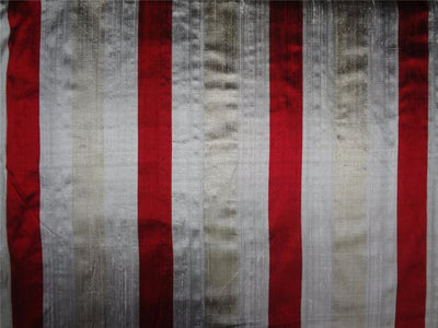 100% silk dupion stripe 44&quot; vertical stripe wine/silver and gold DUPS16[2]