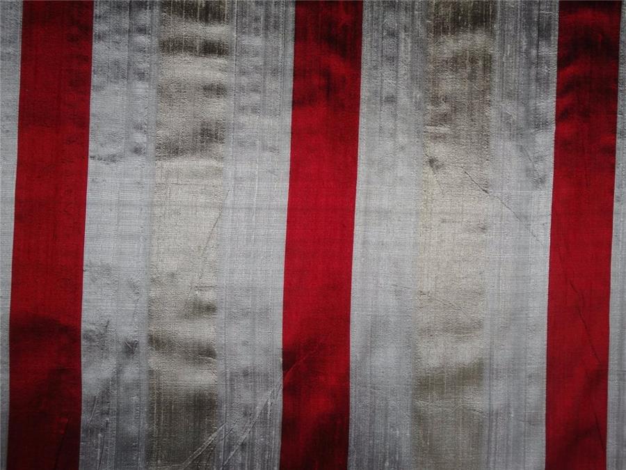 100% silk dupion stripe 44&quot; vertical stripe wine/silver and gold DUPS16[2]
