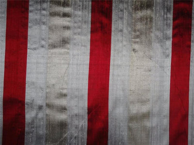 100% silk dupion stripe 44&quot; vertical stripe wine/silver and gold DUPS16[2]