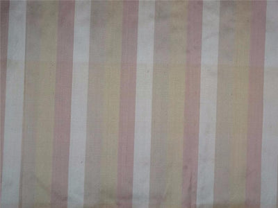 100% SILK dupion pink ,ivory ,beige and gold stripe DUPS19[2]