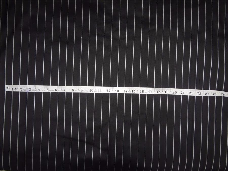 100% silk dupion 1&quot; stripe black & silver 44" wide DUPS17[1]