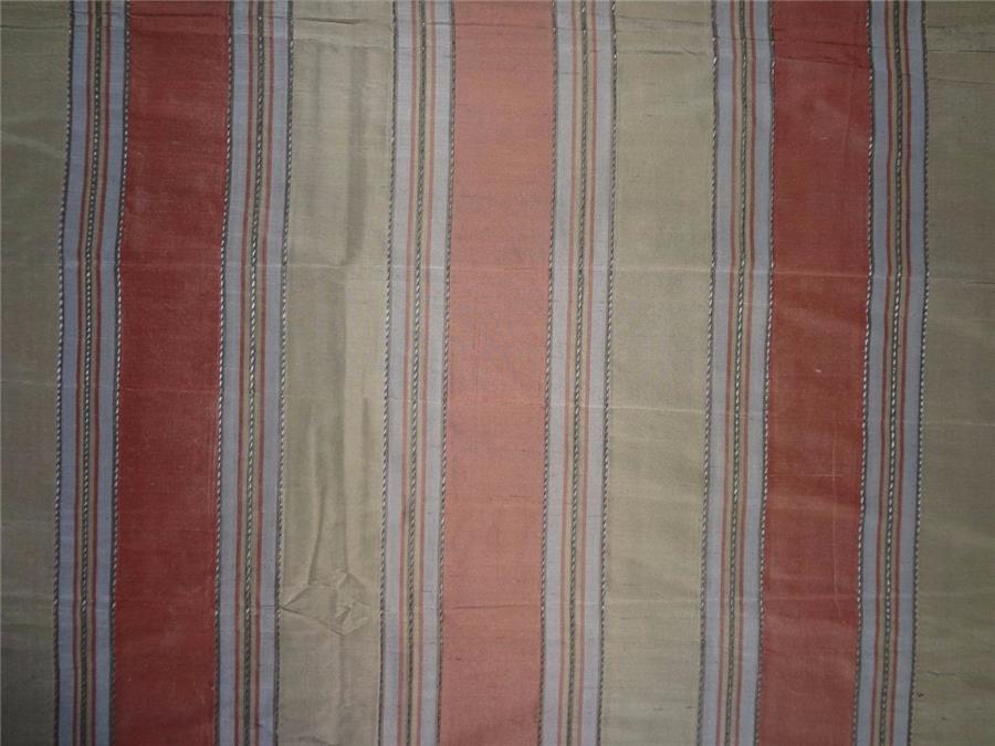 100% silk dupioni stripe shades of khakhi and rusty salmon 6.20 YDS DUPS27[3]
