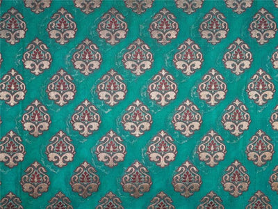 Silk Brocade Fabric Green Red And Mettalic Gold Color 44" wide BRO532[4]