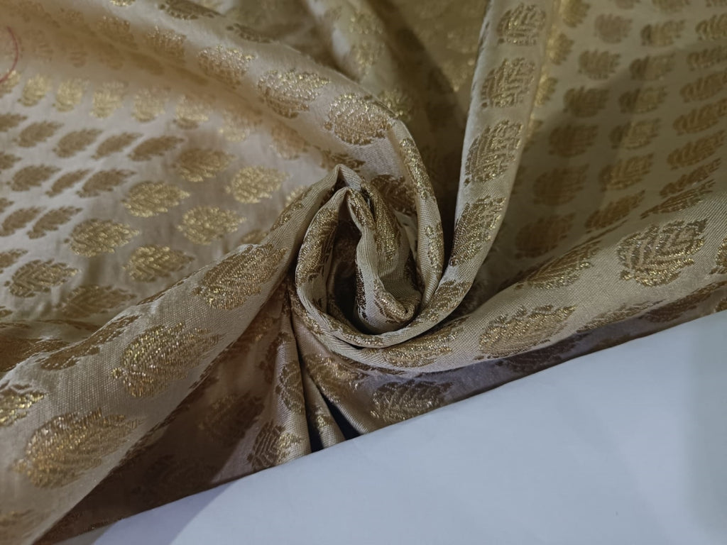 Brocade jacquard fabric 44" wide available in three designs BRO842[2,3,4] LIGHT GOLD,DARK GOLD,GOLD AND PINK ROSE MOTIF
