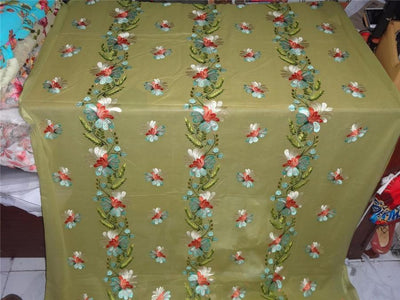 2x2 cotton voile green embroidered 44" wide B2#88[2]