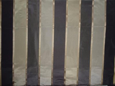 100% silk taffeta stripe dark brown and taupe with gold ribbed stripe 54" wide TAFSJ16[2]