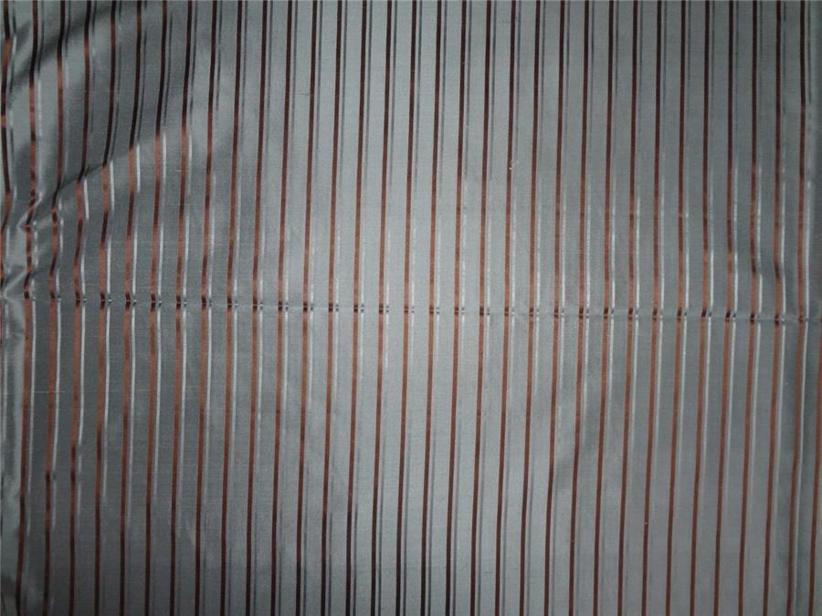 100% silk dupion stripe 54&quot; horizontal stripe slate blue /brown DUPS60[3]