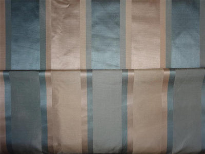 100% silk taffeta ribbed horizontal stripe blueish grey and beige TAFS143-54&quot; wide
