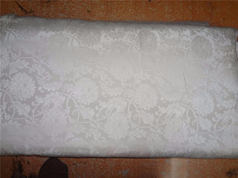 100% silk crepe JACQUARD - ivory white 44" wide  [7733]