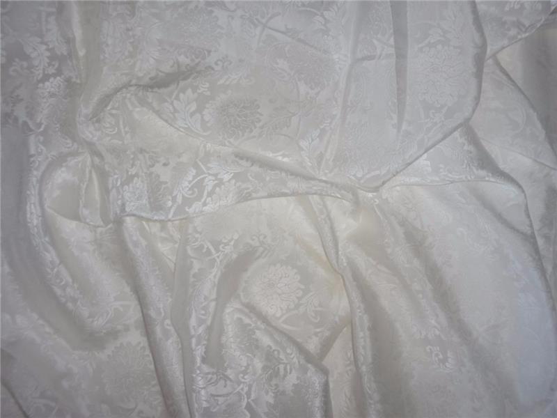 100% silk crepe JACQUARD - ivory white 44" wide  [7733]